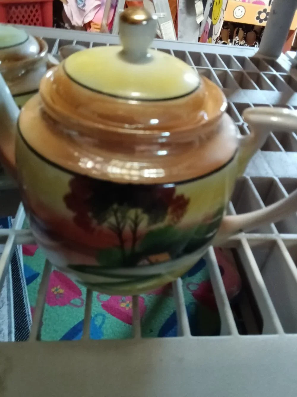 Antique Chikaramachi Hand Painted Lusterware Teacup Blue